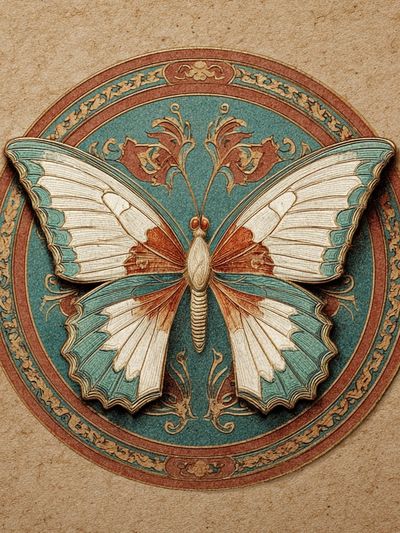 Vintage Butterfly Emblem Poster. poster