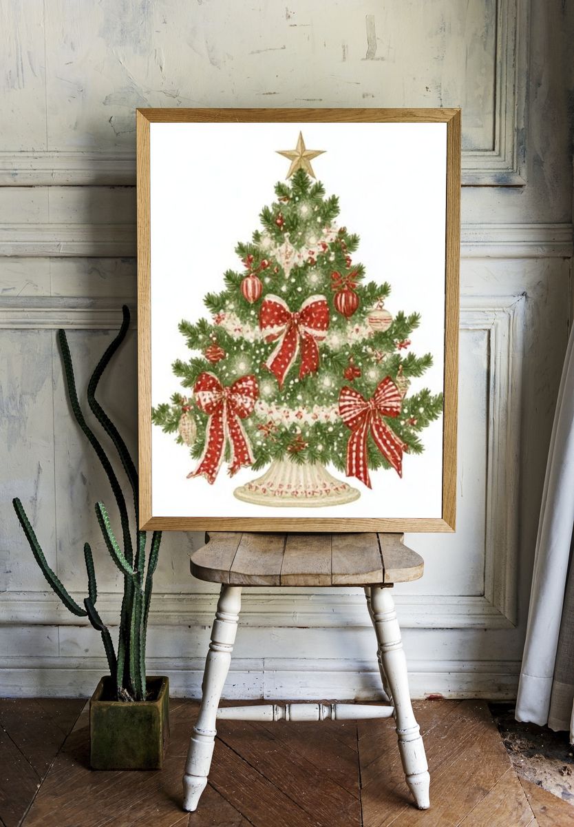 Vintage Christmas Tree Poster. room preview