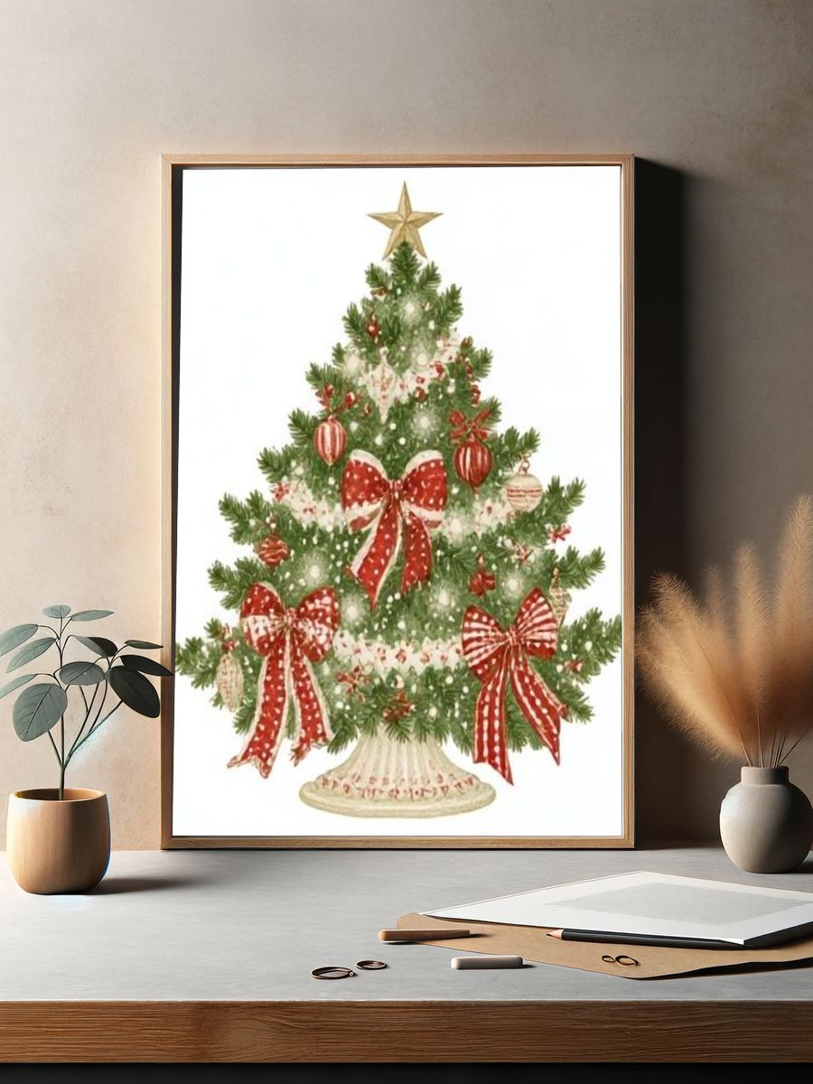 Vintage Christmas Tree Poster. — room view 2