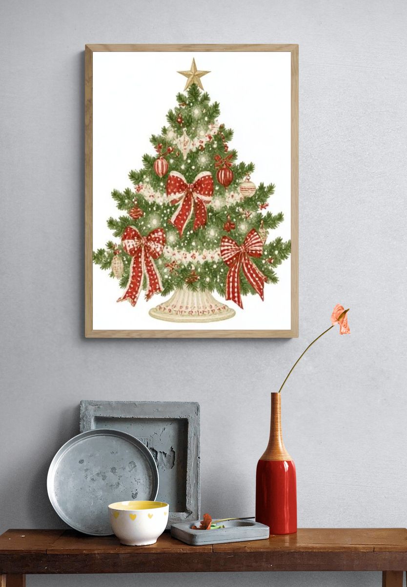 Vintage Christmas Tree Poster. — room view 3