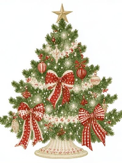 Vintage Christmas Tree Poster.