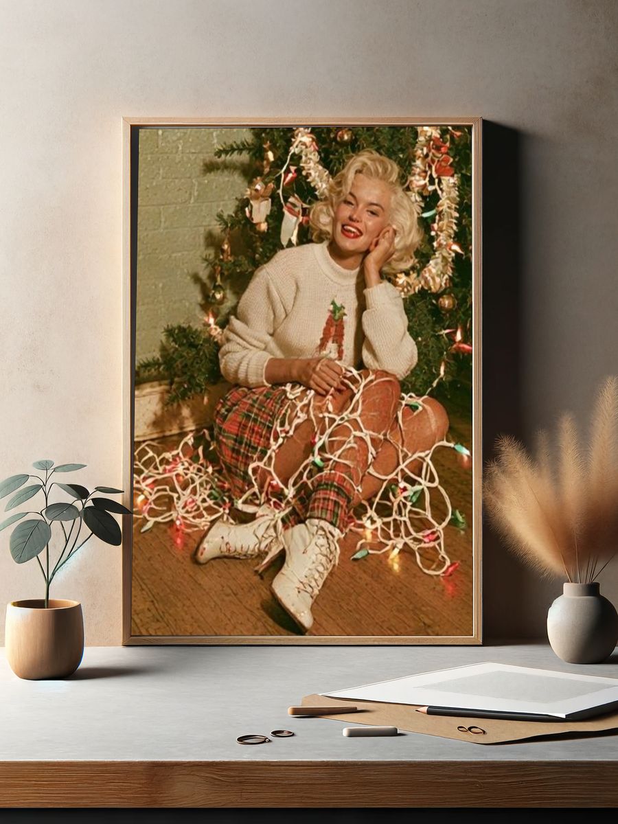 Vintage Christmas Portrait Poster. — room view 2