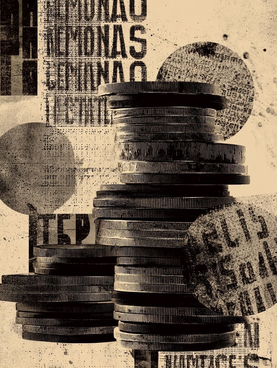 Stack of Coins — Vintage Print. poster detail