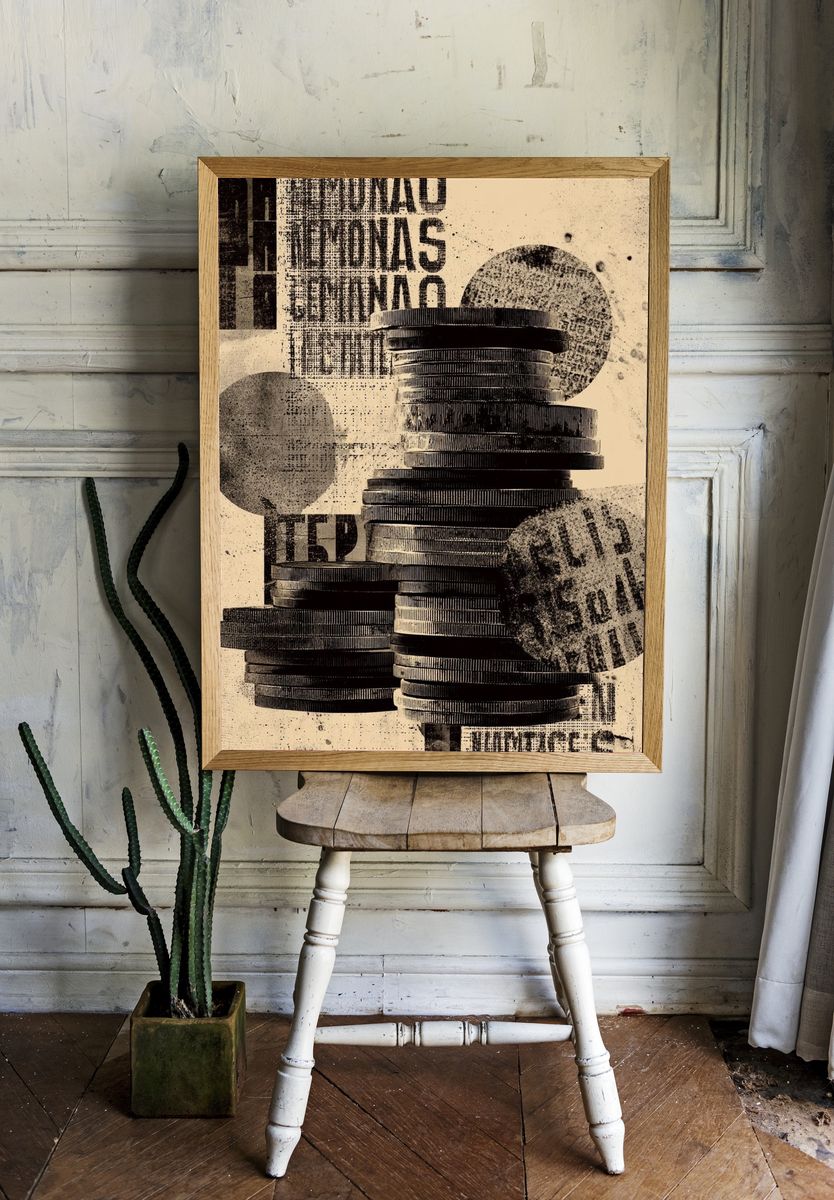 Stack of Coins — Vintage Print. — room view 1