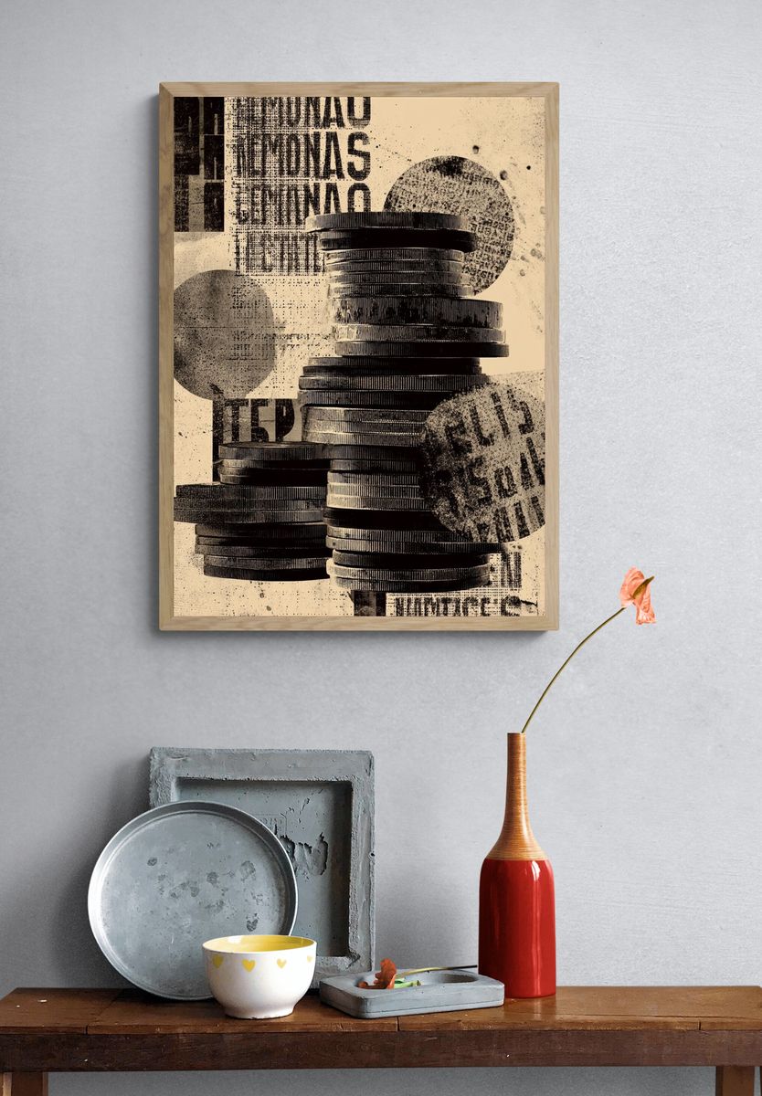 Stack of Coins — Vintage Print. — room view 3