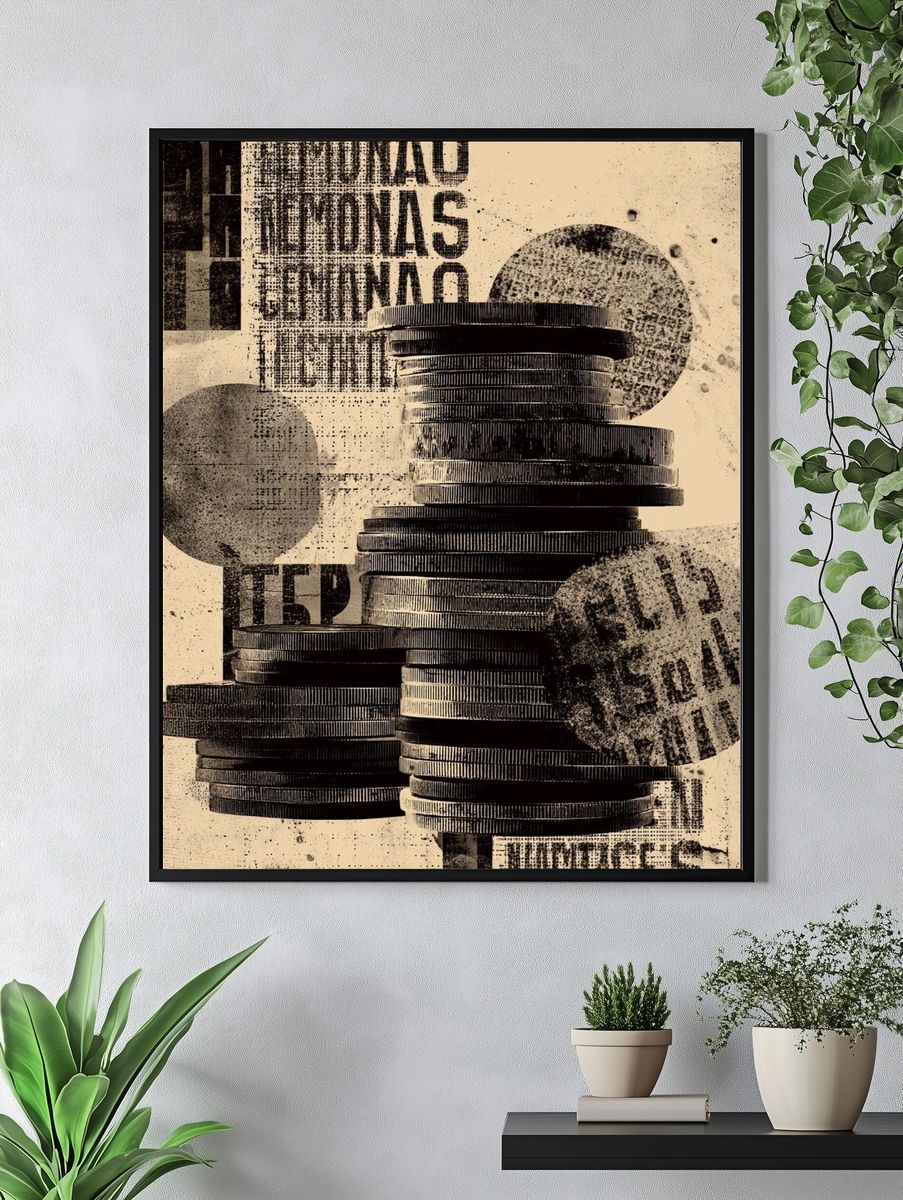 Stack of Coins — Vintage Print. — room view 4