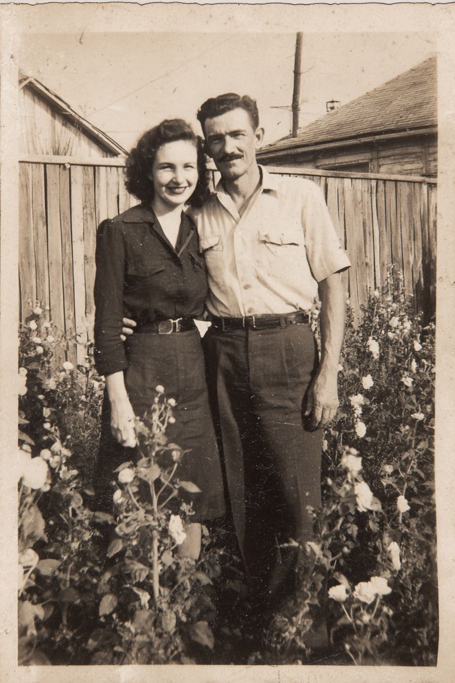 Vintage Couple Garden Portrait Print. poster detail