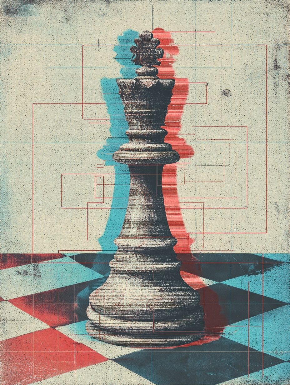 King Chess Piece — Vintage Print. poster — vintage art