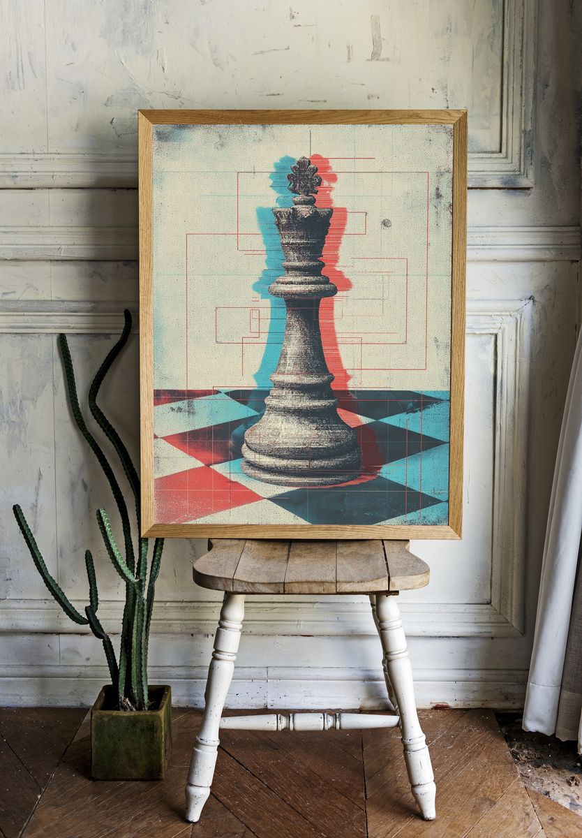 King Chess Piece — Vintage Print. — room view 1