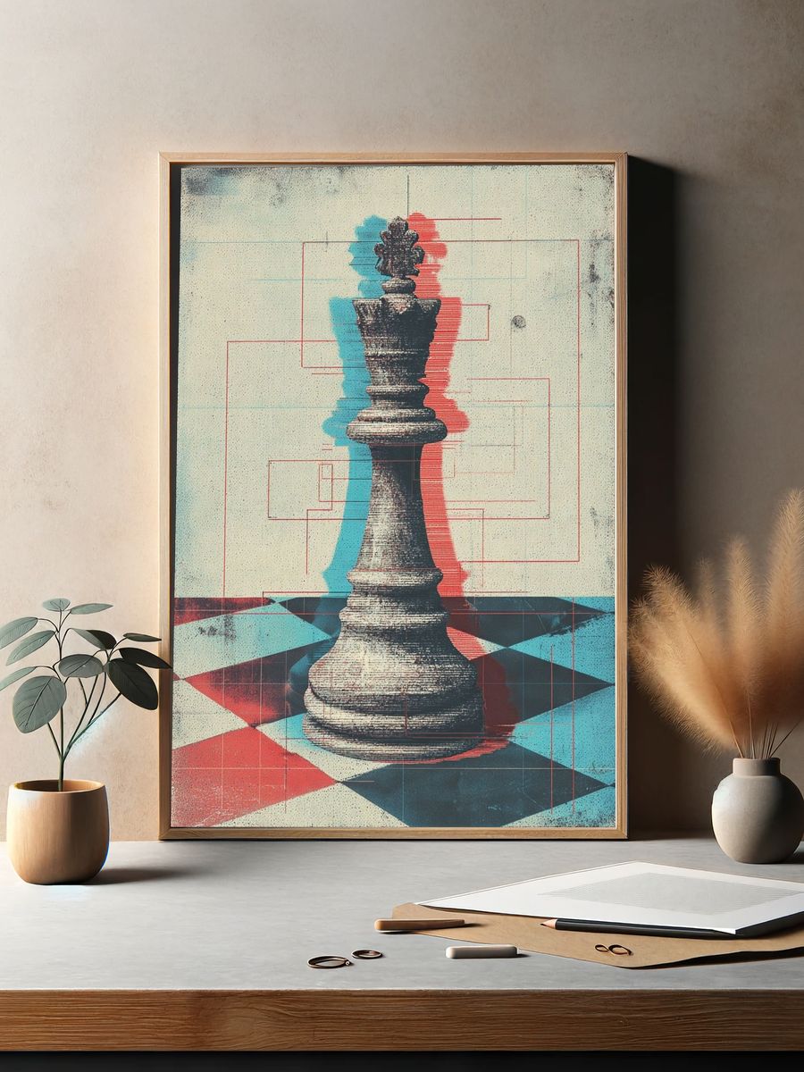 King Chess Piece — Vintage Print. — room view 2