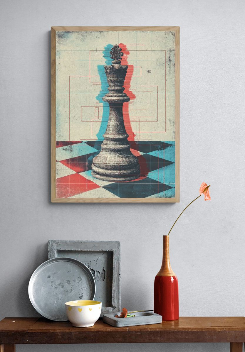 King Chess Piece — Vintage Print. — room view 3