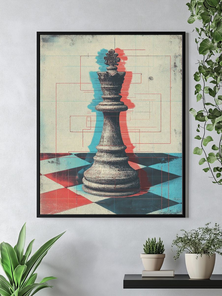 King Chess Piece — Vintage Print. — room view 4