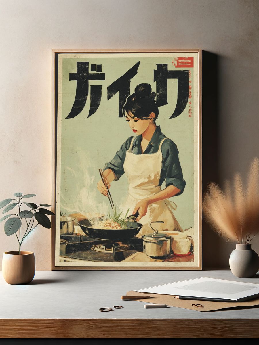 Cooking Woman — Vintage Print. — room view 2