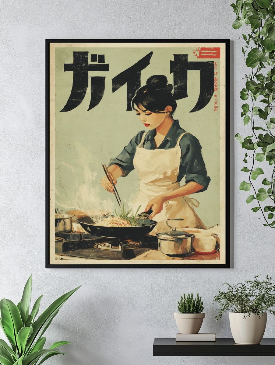 Cooking Woman — Vintage Print. — room view 4