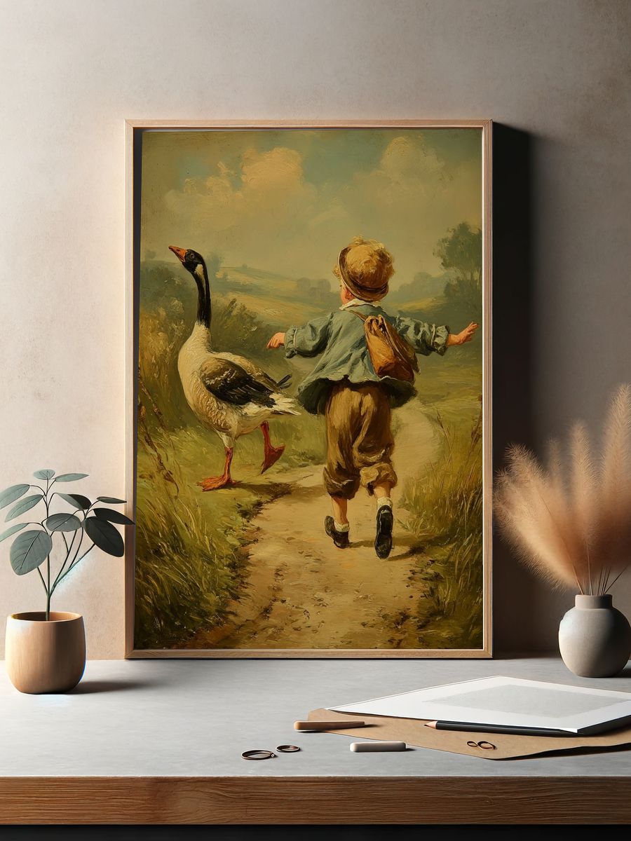 Child with Goose — Vintage Print. — room view 2