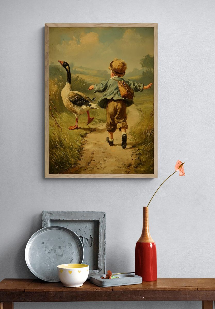 Child with Goose — Vintage Print. — room view 3
