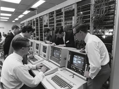 Vintage Computer Lab Photography Poster.