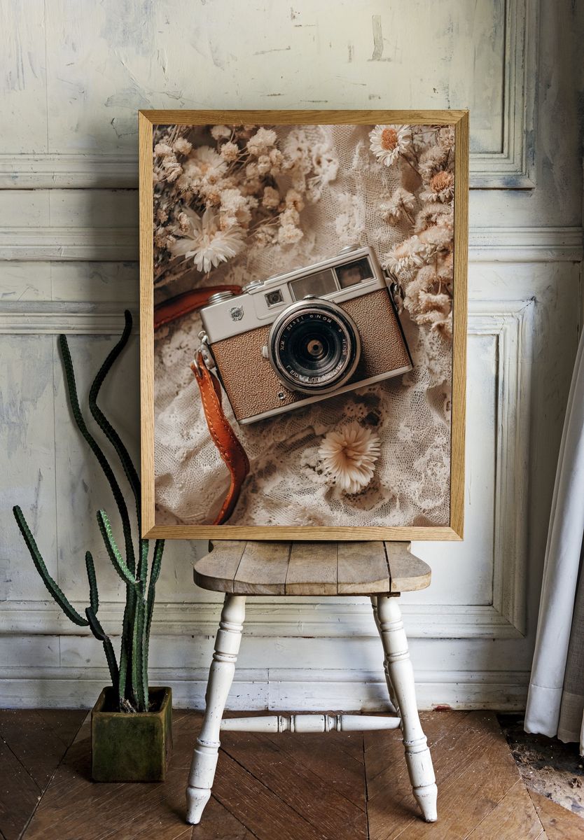 Vintage Camera — Photography Print. — room view 1