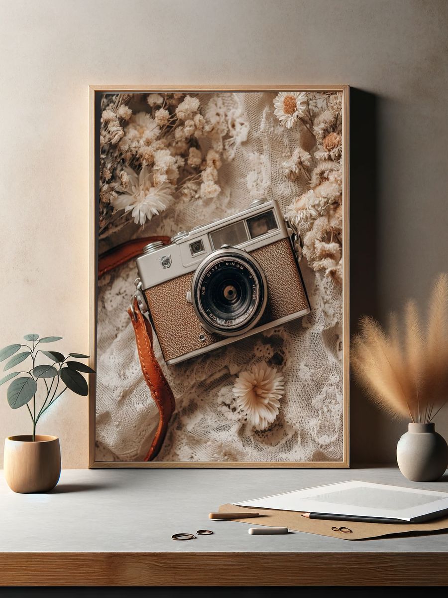 Vintage Camera — Photography Print. — room view 2