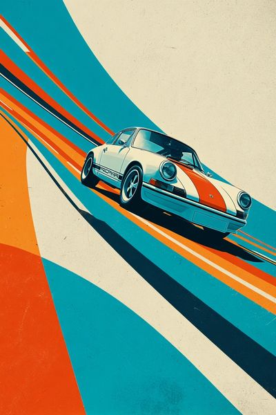 Retro Sports Car — Vintage Print. poster