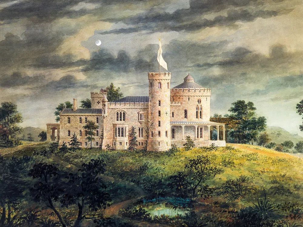 Castle on a Hill — Vintage Print. poster detail
