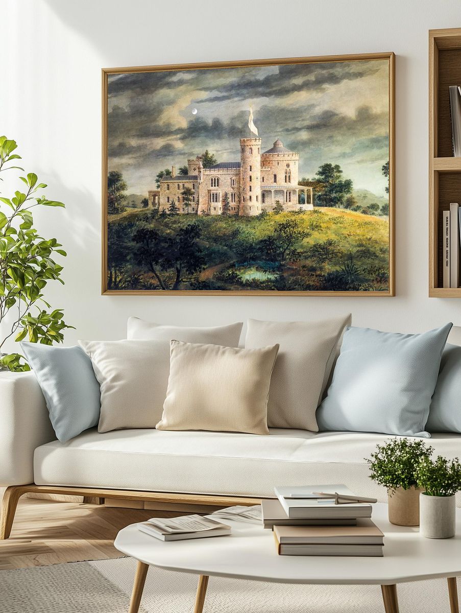 Castle on a Hill — Vintage Print. — room view 2