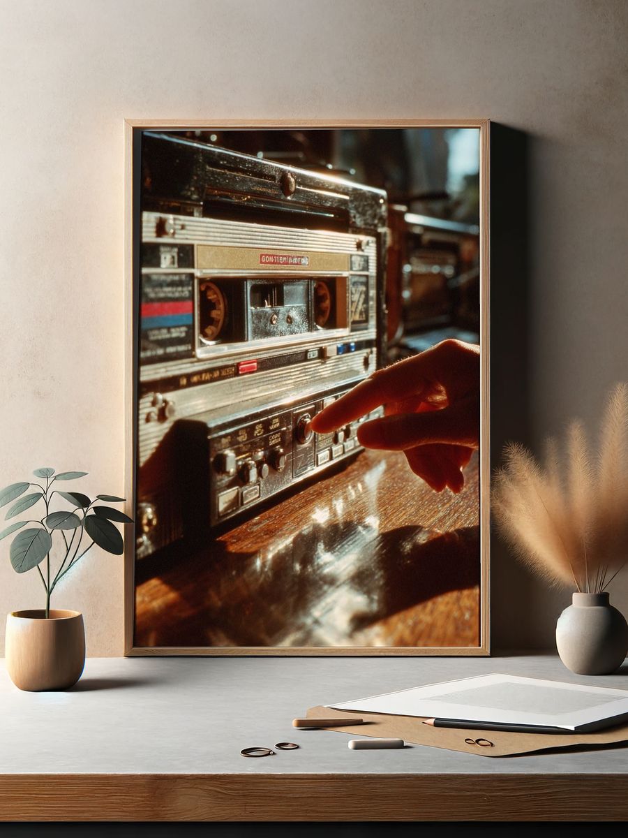 Vintage Cassette Player Poster. — room view 2