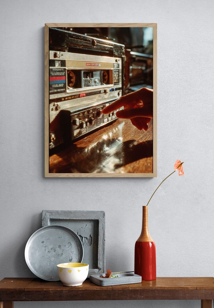 Vintage Cassette Player Poster. — room view 3