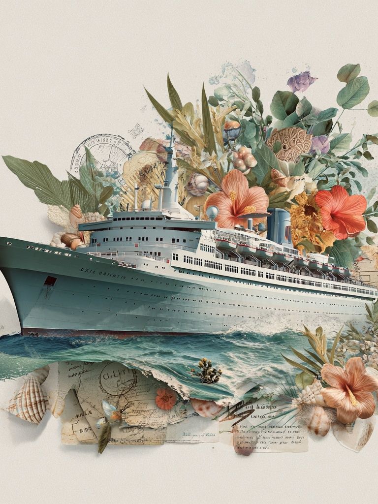 Vintage Cruise Ship — Illustration Print. poster — illustration art