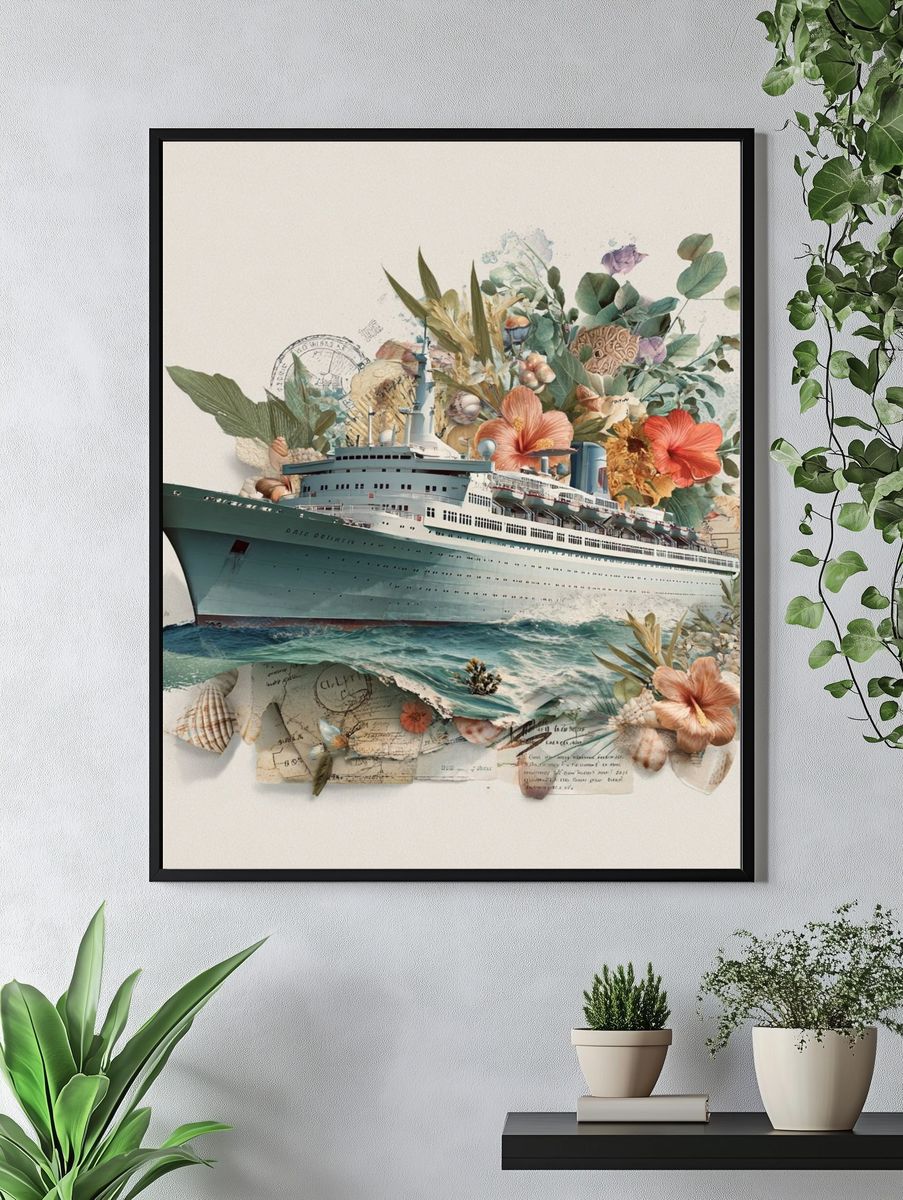 Vintage Cruise Ship — Illustration Print. — room view 4