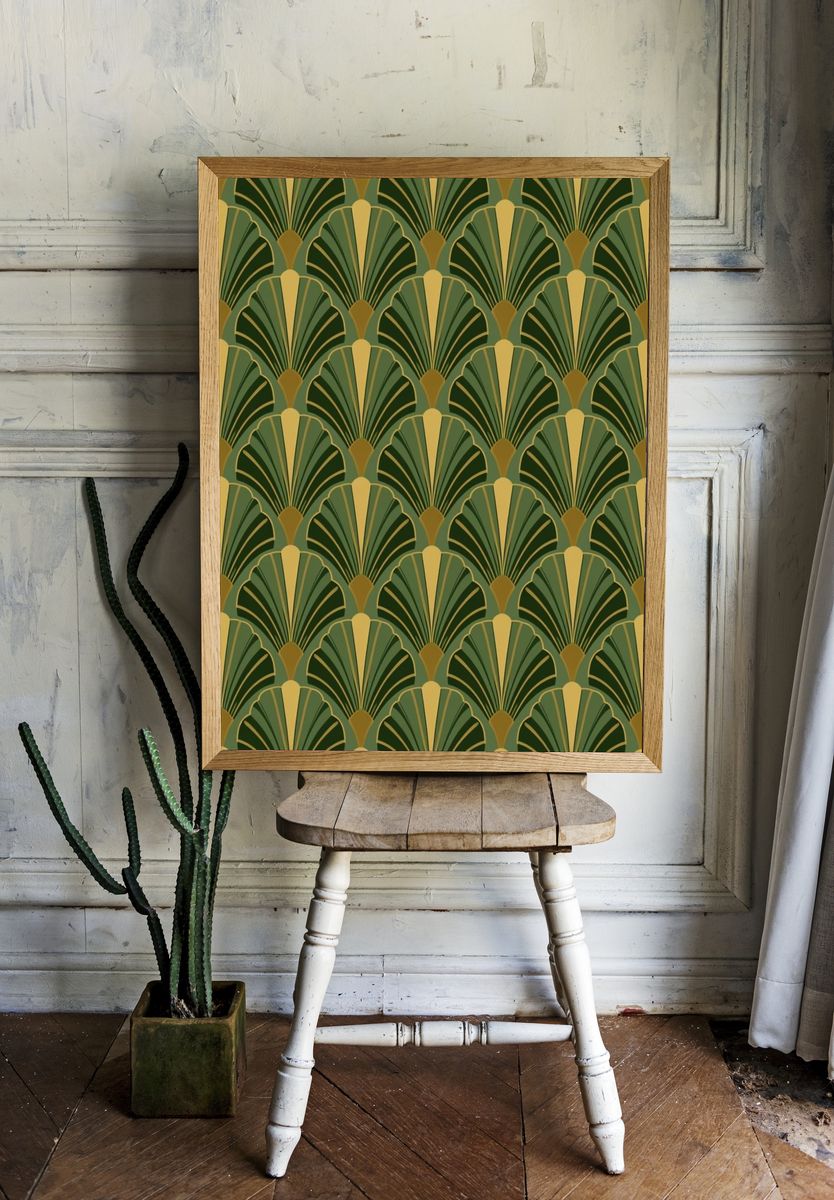 Art Deco Fan Pattern Poster. — room view 1