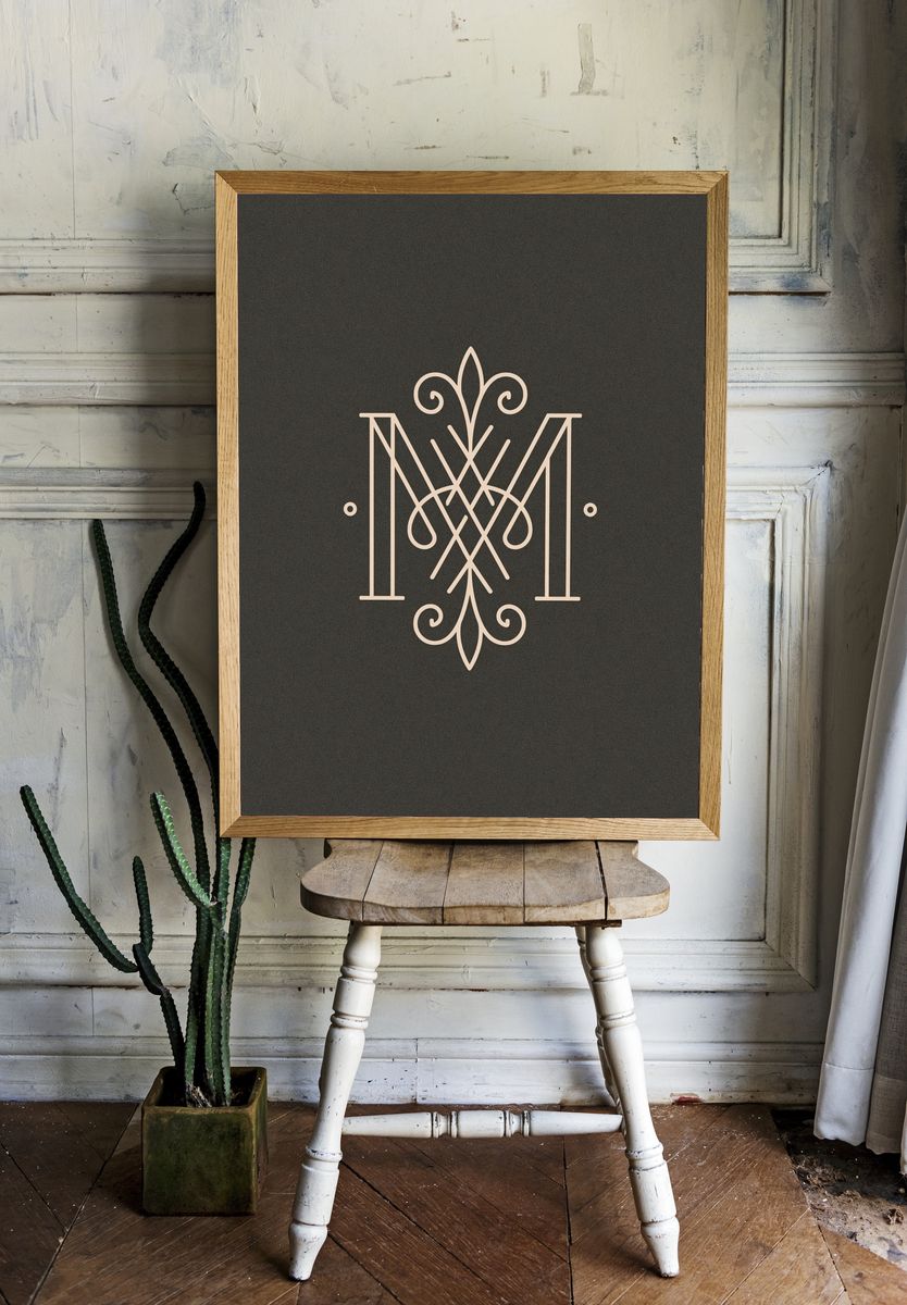 Art Deco Monogram M Print. room preview