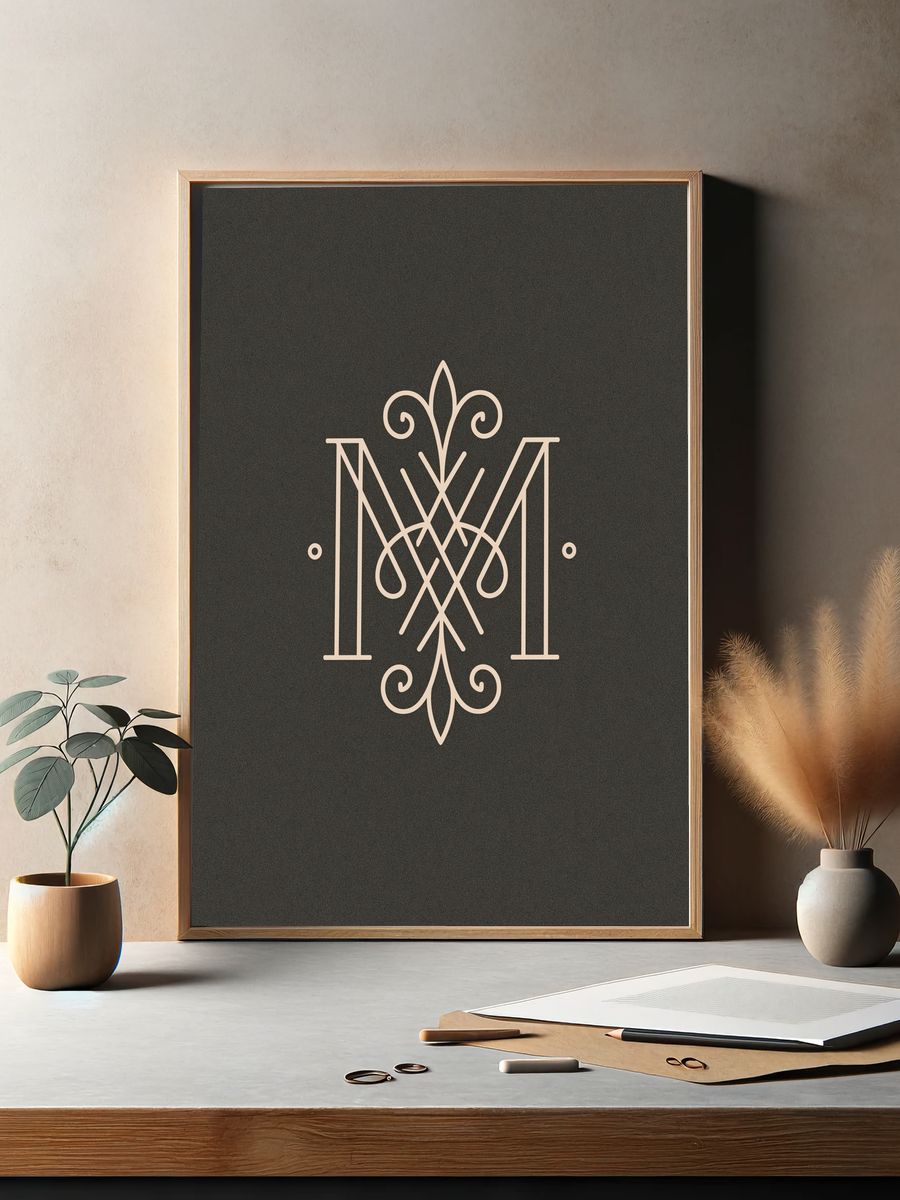 Art Deco Monogram M Print. — room view 2