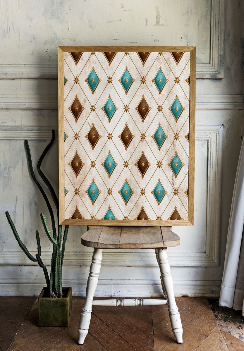 Art Deco Diamond Pattern Poster. — room view 1