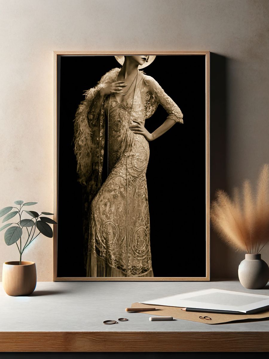 Art Deco Moonlit Woman Poster. — room view 2