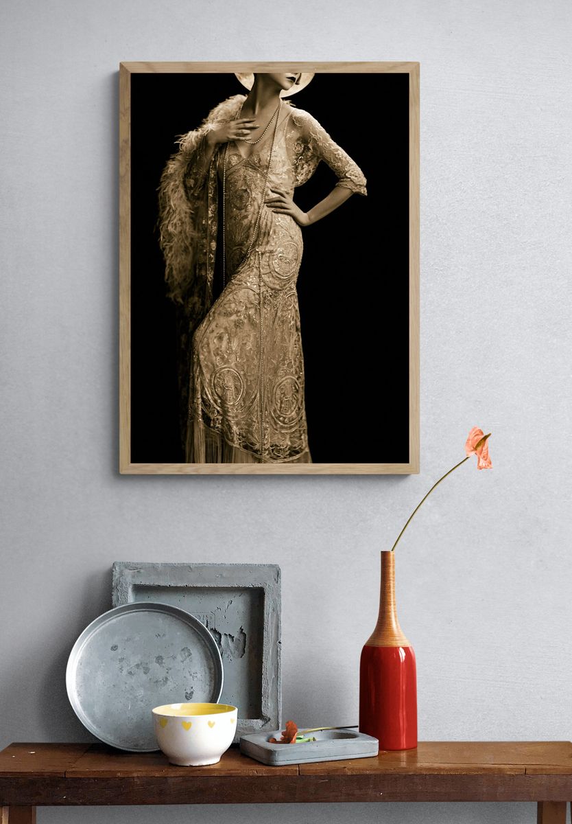 Art Deco Moonlit Woman Poster. — room view 3