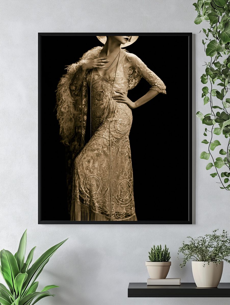 Art Deco Moonlit Woman Poster. — room view 4