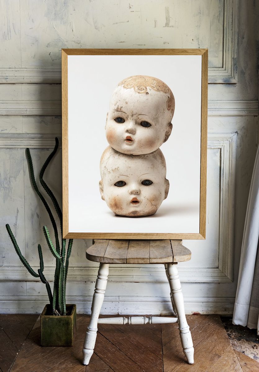Vintage Doll Heads — Fine Art Print. — room view 1