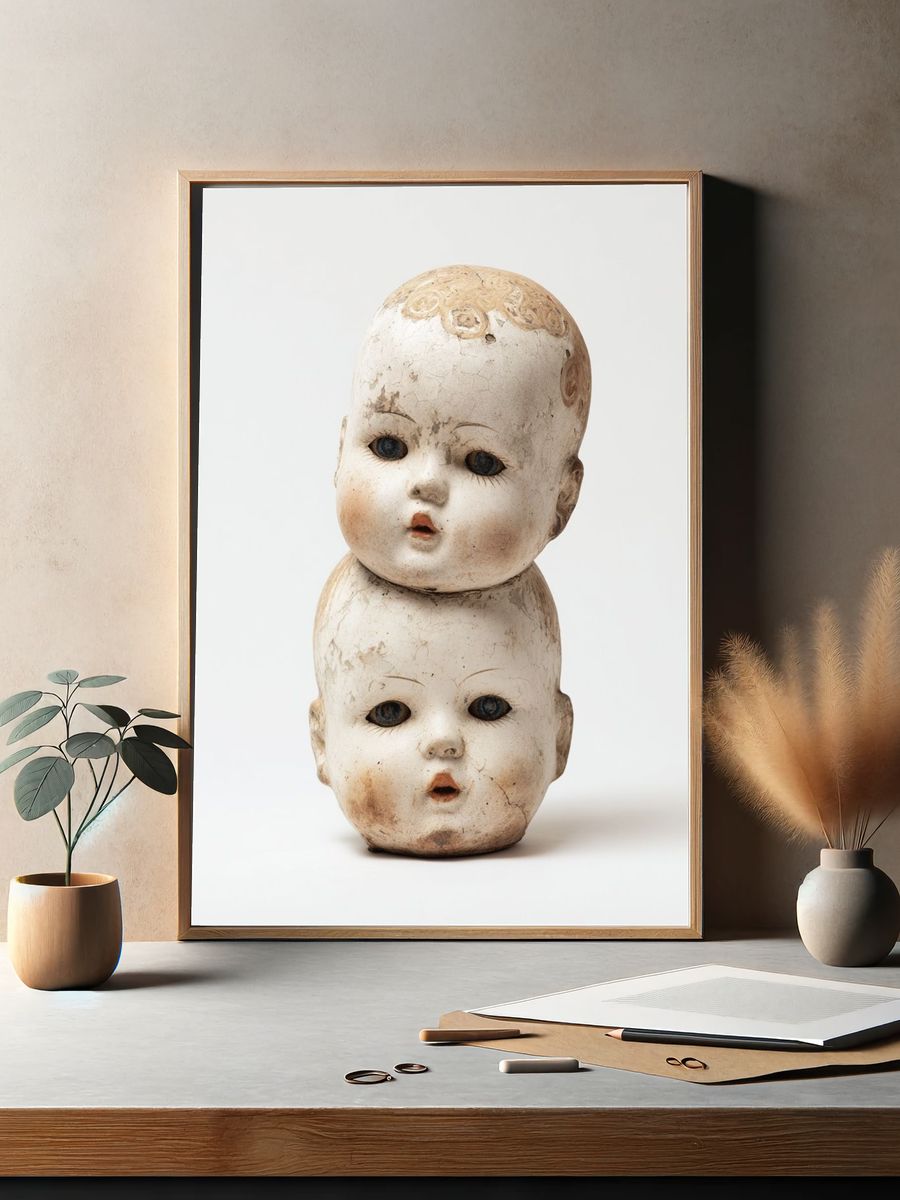Vintage Doll Heads — Fine Art Print. — room view 2