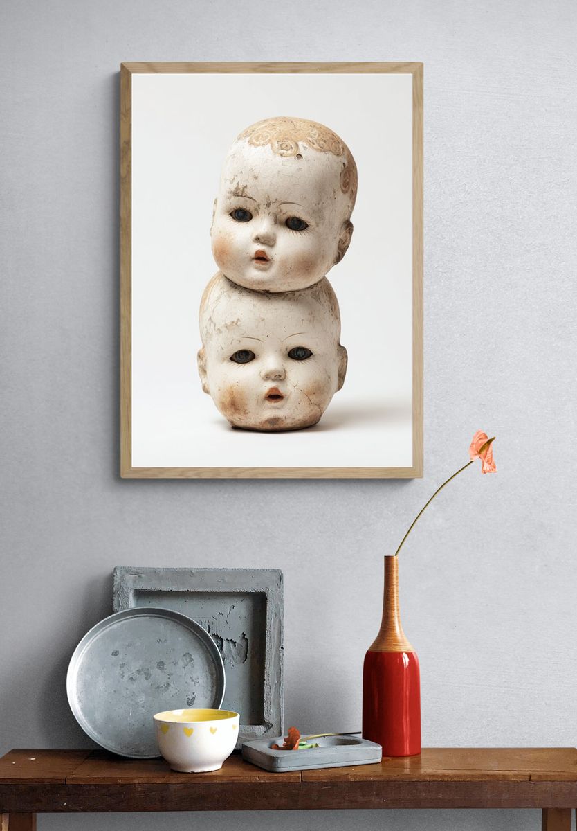Vintage Doll Heads — Fine Art Print. — room view 3