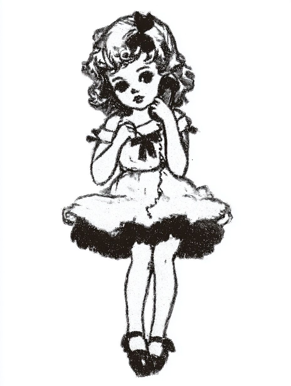 Vintage Doll Illustration Poster. poster detail
