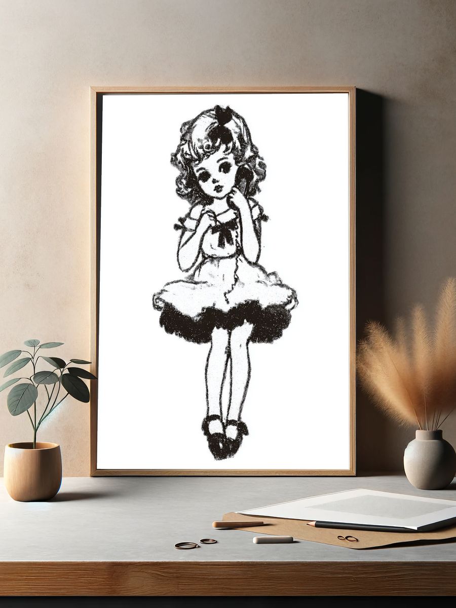 Vintage Doll Illustration Poster. — room view 2