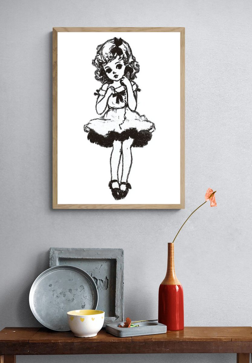 Vintage Doll Illustration Poster. — room view 3