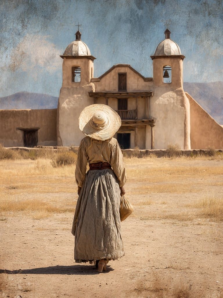 Woman in Desert Landscape — Vintage Print. poster — vintage art