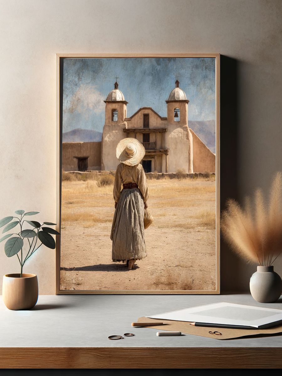 Woman in Desert Landscape — Vintage Print. — room view 2