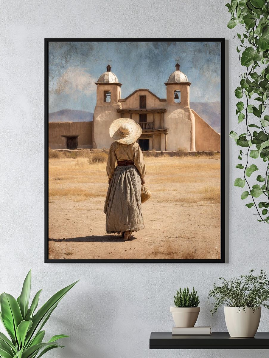 Woman in Desert Landscape — Vintage Print. — room view 4