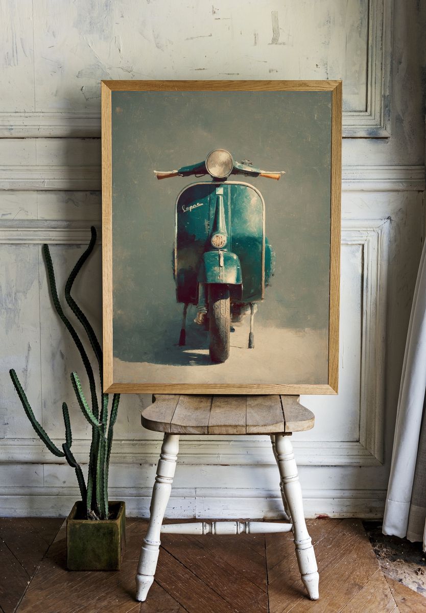 Vintage Vespa Scooter Poster. room preview