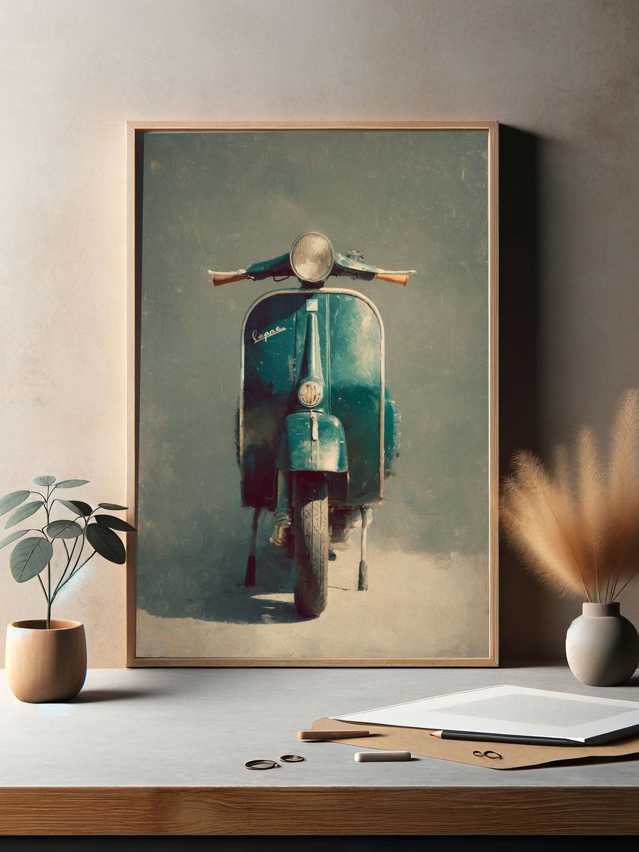 Vintage Vespa Scooter Poster. — room view 2