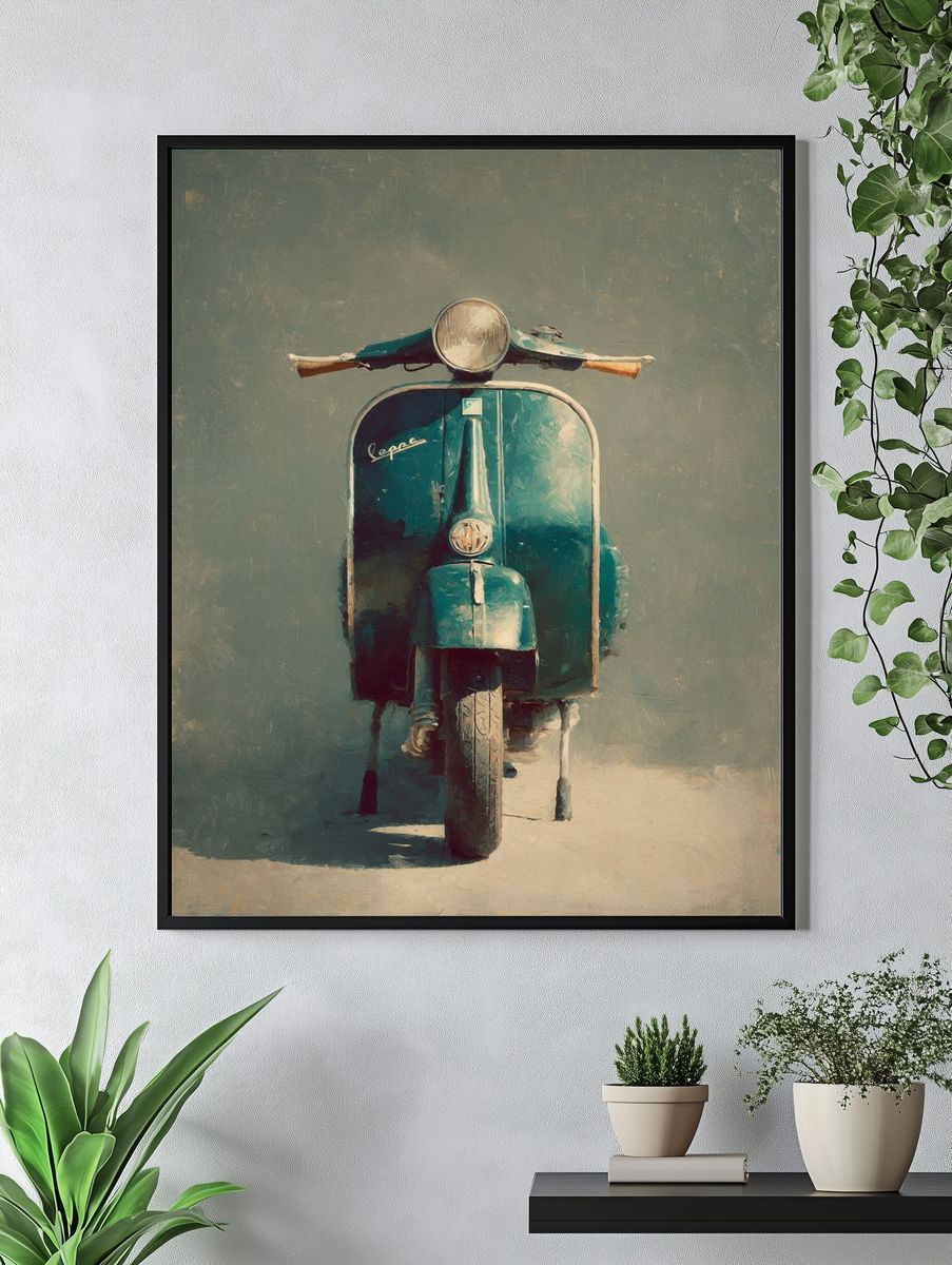 Vintage Vespa Scooter Poster. — room view 4