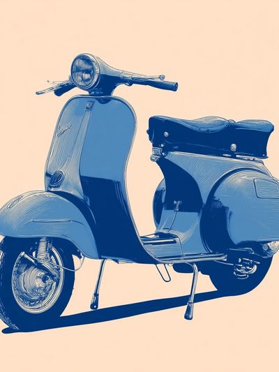 Blue Vespa Vintage Print